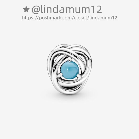 Pandora December Turquoise Blue Eternity Circle Charm - Picture 2 of 5